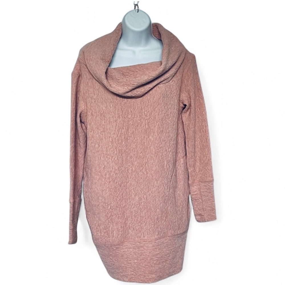 Lululemon Along the Way Dress XS Pink Textured Cowl Neck Copper Clay Comfort